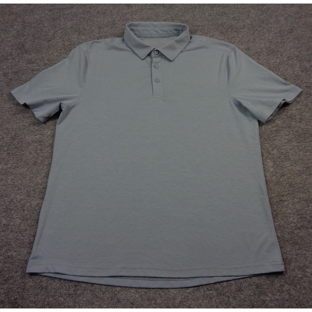 Lululemon Polo Shirt Men M Blue Evolution Short Sleeve Button Down